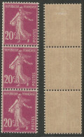 FRANCE - Yv #190 - ROULETTE VERTICALE DE 3 (1 * + 2 **) - ROLLER VERTICAL STRIP OF 3 ( 1 MH + 2 MNH)   - Coil Stamps