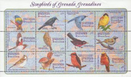 GRENADA GRENADINES 1993 - Oiseaux Chanteurs- 12 Timbres En Feuillet - Grenada (1974-...)