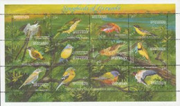 GRENADA 1993 - Oiseaux Chanteurs- 12 Timbres En Feuillet - Grenada (1974-...)