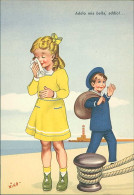 NINO SIGNED 1950s  HUMORISTIC POSTCARDS ( 6 ) - GIRL & SAILOR - SERIE 1308 (5472) - Corbella, T.