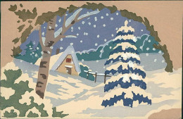 KARABELLINI SIGNED 1930s HAND PAINTED / DIPINTA A MANO POSTCARD - WINTER LANDSCAPE -  (5473) - Corbella, T.