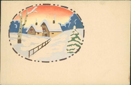 KARABELLINI SIGNED 1930s HAND PAINTED / DIPINTA A MANO POSTCARD - WINTER LANDSCAPE -  (5474) - Corbella, T.