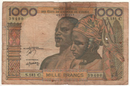 BURKINA FASO (Upper Volta)  1'000 Francs  P303Cn  West AFRICAN States ( ND  1965 ) Couple On Front + Bearded Man At Back - Burkina Faso