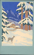 KARABELLINI SIGNED 1930s HAND PAINTED / DIPINTA A MANO POSTCARD - WINTER LANDSCAPE -  (5476) - Corbella, T.