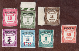 Andorre Taxes N°9/15 N* TB (vente Au Détail Possible) Cote 625 Euros !!! - Unused Stamps