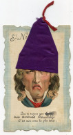 Bonnet Textil Mauve St Nicolas.tête D'homme.ajouti.découpi "  Que Tu Trouve Une épouse,c'est Mon Voeux Les Plus Doux " - Saint-Nicholas Day