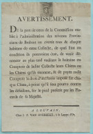 LOUVAIN Ca 1772 - AVERTISSEMENT - Hondenbelasting 1 FLORIN - ... - 1799