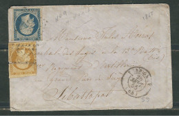 FRANCE 1855 Guerre De Crimée N° 9 & 14 (def.) Obl. S/Lettre De Perpignan Pour Sébastopol - 1852 Louis-Napoleon