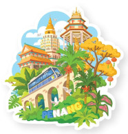 Malaysia Pulau Pinang Shaped Postcard MINT Penang Landmark Train Funicular - Malasia