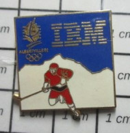 416A Pin's Pins / Beau Et Rare : INFORMATIQUE / IBM HOCKEY SUR GLACE JEUX OLYMPIQUES ALBERTVILLE 1992 - Informática