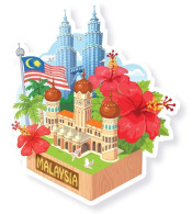 Malaysia Shaped Postcard MINT Landmark Flower - Malaysia