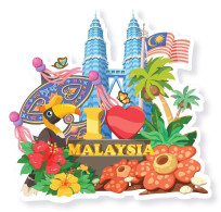 Malaysia Shaped Postcard MINT Landmark Hornbill Flower Kite Coconut Tree - Malesia