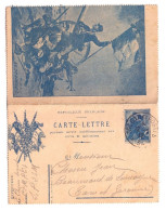 Carte Lettre Bleu FM SP 24 M 3 Drapeaux Verso Soldats Au Drapeau Canon Trompette Fusil TRESOR ET POSTE 34 Ob 12 9 1917 - Storia Postale