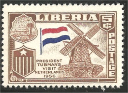 572 Liberia Drapeau Hollandais Dutch Flag Windmill Moulin Vent MH * Neuf (LBA-221) - Francobolli