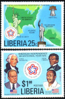 572 Liberia US Map Bicentennial MNH ** Neuf SC (LBA-85) - Unabhängigkeit USA