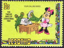 570 Lesotho Noel Christmas Perroquets Parrots Minnie Telephone MNH ** Neuf SC (LES-44a) - Lesotho (1966-...)