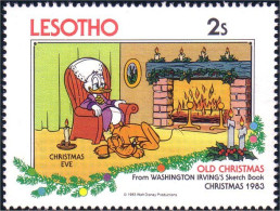 570 Lesotho Noel Christmas Donald Pluto Cheminée Feu Fire Fireplace MNH ** Neuf SC (LES-30a) - Lesotho (1966-...)