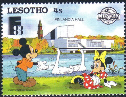 570 Lesotho Disney Finlandia 88 Mickey Minnie Cygnes Swans MNH ** Neuf SC (LES-18a) - Lesotho (1966-...)