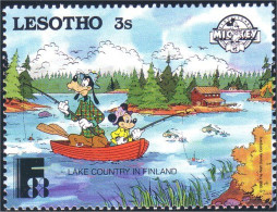 570 Lesotho Disney Finlandia 88 Peche Fishing Sapins Pine Trees MNH ** Neuf SC (LES-17a) - Lesotho (1966-...)
