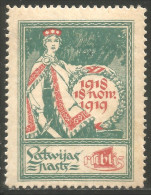 562 Latvia 1919 1r Vert Et Rouge Red Green Allegory Independance MH * Neuf (LAT-52) - Lettland