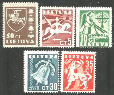 576 Lithuania Lietuva 5 Different Stamps No Gum MH * (LIT-44) - Lituanie