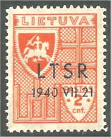 576 Lithuania Lietuva 1940 Chevalier Knight Overprint Surcharge MH * Neuf (LIT-28) - Lituanie