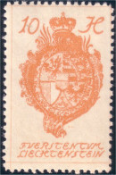 574 Liechtenstein 1920 Armoiries Coat Of Arms 10H MH * Neuf (LIE-40) - Briefmarken