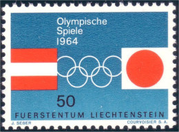 574 Liechtenstein 1964 Jeux Olympiques Olympic Games Drapeaux Flags MNH ** Neuf SC (LIE-16c) - Timbres