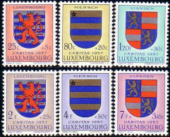 584 Luxembourg 1957 Armoiries Coat Arms Blasons Mersch Vianden MNH ** Neuf SC (LUX-40) - Francobolli