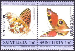 580 Saint Lucia SPECIMEN Butterflies Papillons Schmetterlinge Farfalas Mariposas MNH ** Neuf SC (LUC-49) - St.Lucia (1979-...)