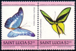 580 Saint Lucia Butterflies Papillons Schmetterlinge Farfalas Mariposas MNH ** Neuf SC (LUC-33a) - St.Lucia (1979-...)