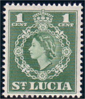 580 Saint Lucia 1 Cent Green MNH ** Neuf SC (LUC-10a) - St.Lucia (...-1978)