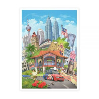 Malaysia In The Glimpse Of Eye Postcard MINT Landmark  Automobile Taxi Bicycle - Malaysia