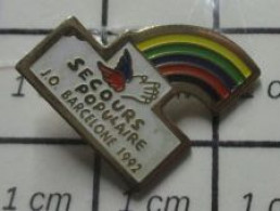 515B Pin's Pins / Beau Et Rare / JEUX OLYMPIQUES / SECOURS POPULAIRE BARCELONA 1992 - Jeux Olympiques