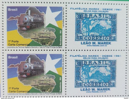C 2926 Brazil Personalized Stamp Rondonia Train Map Star 2009 Block Of 4 - Personalized Stamps