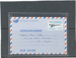 AEROGRAMME -N°1001 -AER   -CONCORDE - COURRIER INTERIEUR -VOYAGÉ, NON OBLITERÉ - Aérogrammes