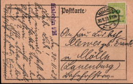 ! 30.11.1923 Inflation Seltene Postkarte Aus Malchin In Mecklenburg Nach Mölln - Covers & Documents