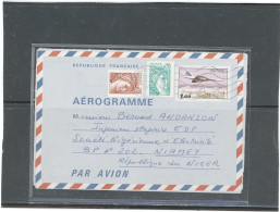 AEROGRAMME -N°1004 -AEF-+SABINE 0,10 +0,20 COMPLÉMENT NOUVEAU TARIF (1,90) DESTINATION NIGER - Aérogrammes