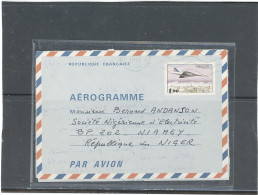 AEROGRAMME -N°1005 AER CONCORDE 1,90 OBLITERÉ -DESTINATION NIGER - Aérogrammes