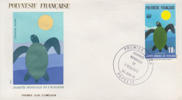 Enveloppe  FDC   1er  Jour   POLYNESIE   Journée  Mondiale  De  L' Ecologie   Tortue  Marine   1976 - FDC