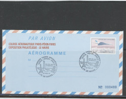 AEROGRAMME -N°1014 -AER -CONCORDE - 3,70 F-REPIQUAGE -COURSE AERONAUTIQUE PARIS-PEKIN-PARIS BUREAU TEMPORAIRE LE HAVRE - Aerogramme