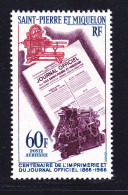 SAINT PIERRE ET MIQUELON AERIENS N°   37 ** MNH Neuf Sans Charnière, TB (D7334) Centenaire De L'imprimerie - 1966 - Unused Stamps