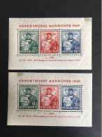 ALLEMAGNE 2 Blocs Exportmesse Hannover 1949 SANS Charnière MNH ** Petit Scotch Sur Devant - Cote 110€ - Neufs