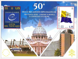 2020 - VATICANO - 50° DELLE RELAZIONI DIPLOMATICHE CON  L' UNIONE EUROPEA - FOGLIETTO NUOVO - Blocs & Feuillets