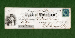 USA Check Bank Of Lexington, Virginia 28 May 1877 - Otros & Sin Clasificación