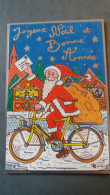 CPM PERE NOEL SANTA CLAUS A VELO JOYEUX NOEL ET BONNE ANNEE BAS RHIN DESSIN ILLUSTRATEUR P HAMM 861/ 1000 - Hamm