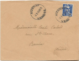 LETTRE AFFRANCHIE N° 713 OBLITEREE CAD  GF  ANGLES VENDEE -11-9-1945 - Handstempels