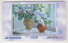 UKRAINE - Ukrainian Art 8 Flowers Kriwoglaz Osip Borysowicz "Lilac", Ukrtelecom , 180 U, Tirage 300.000, Used - Oekraïne