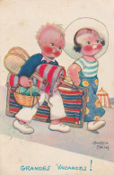 CPA Enfants Grandes Vacances Chaise Longue Raquettes Illustrateur B. MALLET - Mallet, B.