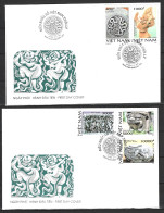 VIETNAM. N°1678-82 De 1997 Sur 2 Enveloppes 1er Jour. Sculptures De La Dynastie Ly. - Archeologia